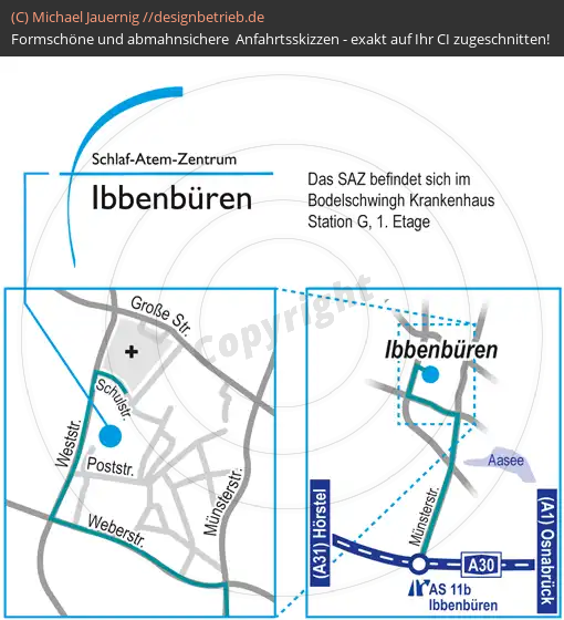 Anfahrtsskizze Ibbenbüren Schulstraße im Bodelschwingh-Krankenhaus Schlaf-Atem-Zentrum Löwenstein Medical GmbH & Co. KG (521)