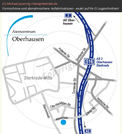 Anfahrtsskizzen erstellen / Anfahrtsskizze Oberhausen   Löwenstein Medical GmbH & Co. KG( 104)