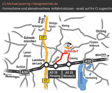 Anfahrtsskizzen erstellen / Anfahrtsskizze Geltendorf übersichtskarte   ( 139)