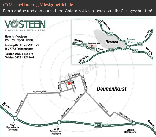Anfahrtsskizzen erstellen / Anfahrtsskizze Delmenhorst   Heinrich Vosteen Im- und Export GmbH( 201)