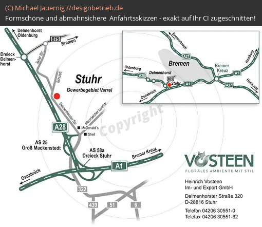 Anfahrtsskizzen erstellen / Anfahrtsskizze Delmenhorst Stuhr   Heinrich Vosteen Im- und Export GmbH( 203)