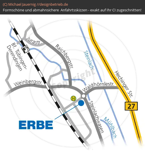 Anfahrtsskizze Tübingen Detailskizze ERBE Elektromedizin GmbH (211)