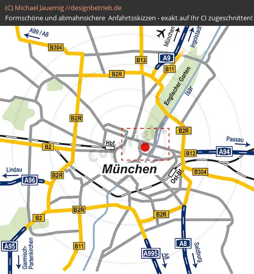 Anfahrtsskizze München (Übersichtskarte) Büro Rickert (247)