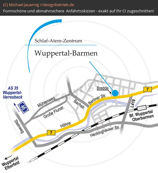 Anfahrtsskizzen erstellen / Anfahrtsskizze Wuppertal Barmen   Löwenstein Medical GmbH & Co. KG( 276)