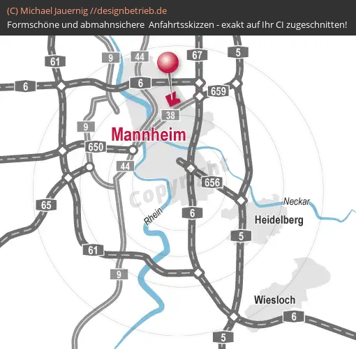 Anfahrtsskizzen erstellen / Anfahrtsskizze Mannheim (Übersichtskarte)   ADVICO Partner Rhein-Neckar( 347)