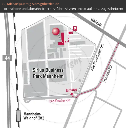 Anfahrtsskizzen erstellen / Anfahrtsskizze Mannheim Business Sirius Park (Gebäudeplan)   ADVICO Partner Rhein-Neckar( 348)