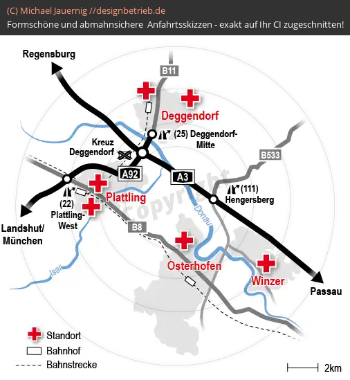 Anfahrtsskizzen erstellen / Anfahrtsskizze Deggendorf Osterhofen Plattling Winzer   Körperschaft des Öffentlichen Rechts Bayerisches Rotes Kreuz( 418)