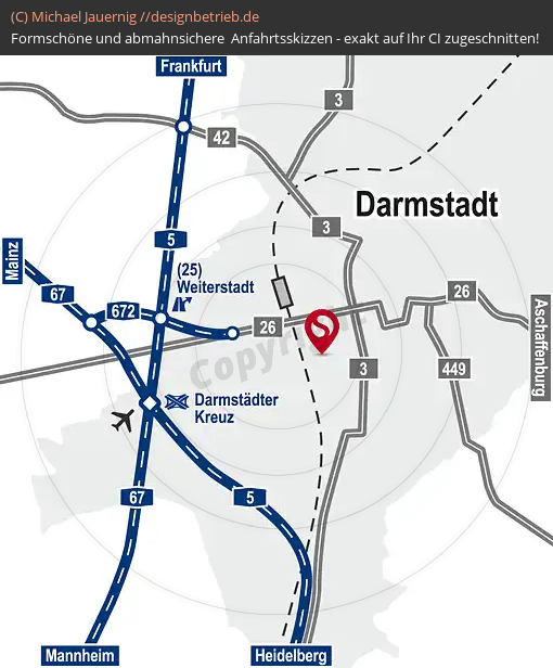 Anfahrtsskizzen erstellen / Anfahrtsskizze Darmstadt Überschtskarte   Künzel plus GmbH PRINT MEDIA EXPERTISE( 422)