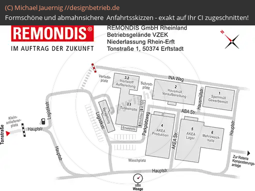 Anfahrtsskizzen erstellen / Anfahrtsskizze Erftstadt Betriebsgelände Lageplan   REMONDIS( 423)