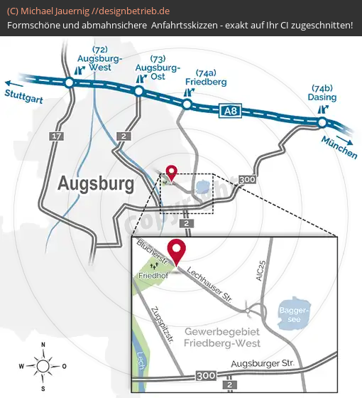 Anfahrtsskizzen erstellen / Anfahrtsskizze Augsburg   Kramer Steinmetzbetrieb GmbH( 494)