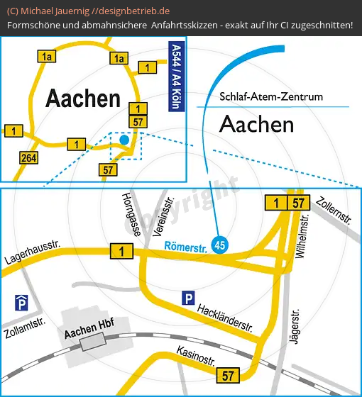 Anfahrtsskizzen erstellen / Anfahrtsskizze Aachen   Schlaf-Atem-Zentrum Löwenstein Medical GmbH & Co. KG( 499)