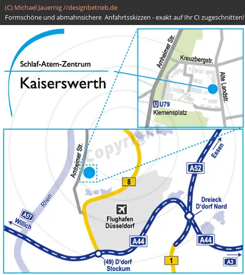 Anfahrtsskizzen erstellen / Anfahrtsskizze Düsseldorf Kaiserswerth Alte Landstraße   Schlaf-Atem-Zentrum Löwenstein Medical GmbH & Co. KG( 517)