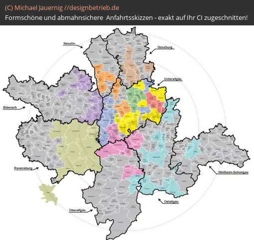 Anfahrtsskizzen erstellen / Anfahrtsskizze Landkreise Bayern und Baden-Württemberg   VR-Bank Memmingen eG( 528)
