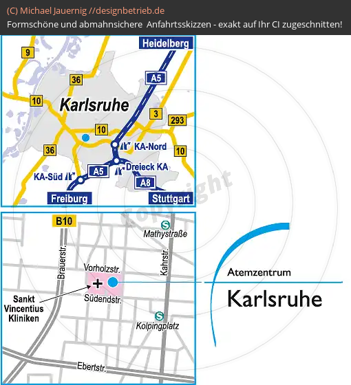 Anfahrtsskizzen erstellen / Anfahrtsskizze Karlsruhe   Schlaf-Atem-Zentrum 2 | Löwenstein Medical GmbH & Co. KG( 553)