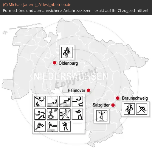 Anfahrtsskizzen erstellen / Anfahrtsskizze Niedersachsen Übersichtskarte   LandesSportBund Niedersachsen e.V.( 577)