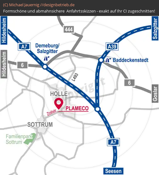Anfahrtsskizzen erstellen / Anfahrtsskizze Holle   Plameco Fachbetrieb Hildesheim( 585)