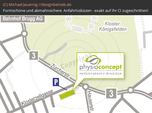 Anfahrtsskizzen erstellen / Anfahrtsskizze Windisch / Brugg AG / Schweiz   Physioconceot (CH)( 586)