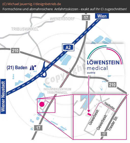 Anfahrtsskizzen erstellen / Anfahrtsskizze Baden (Österreich)   Niederlassung Baden (Österreich) | Löwenstein Medical GmbH & Co. KG( 587)