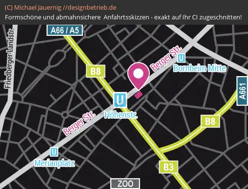 Anfahrtsskizzen erstellen / Anfahrtsskizze Frankfurt (Berger Straße)   Schwarzlichthelden Frankfurt( 600)