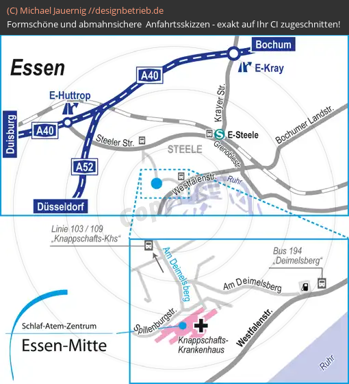 Anfahrtsskizzen erstellen / Anfahrtsskizze Essen   Schlaf-Atem-Zentrum | Löwenstein Medical GmbH & Co. KG( 672)