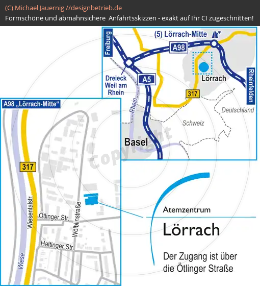 Anfahrtsskizzen erstellen / Anfahrtsskizze Lörrach Wölblinstraße   Schlaf-Atem-Zentrum | Löwenstein Medical GmbH & Co. KG( 713)