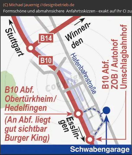 Anfahrtsskizzen erstellen / Anfahrtsskizze Stuttgart Obertürkheim   Schwabengarage( 78)