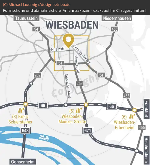 Anfahrtsskizzen erstellen / Anfahrtsskizze Wiesbaden   Übersichtskarte | Waider Mediendesign( 785)