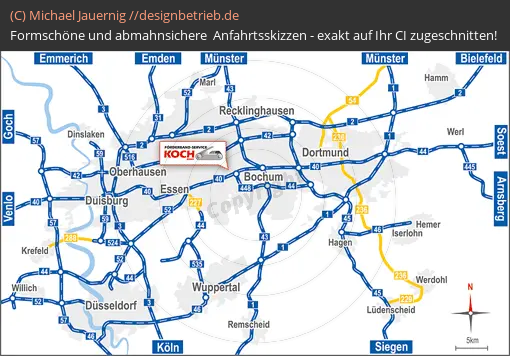 Anfahrtsskizze Bochum Großraum Übersichtskarte | Förderbandservice Koch (810)